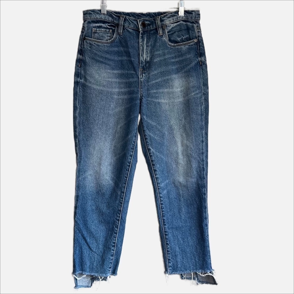 Blank NYC Stagger Raw Hem Straight Leg Cropped Jeans Size 28 - Picture 3 of 13